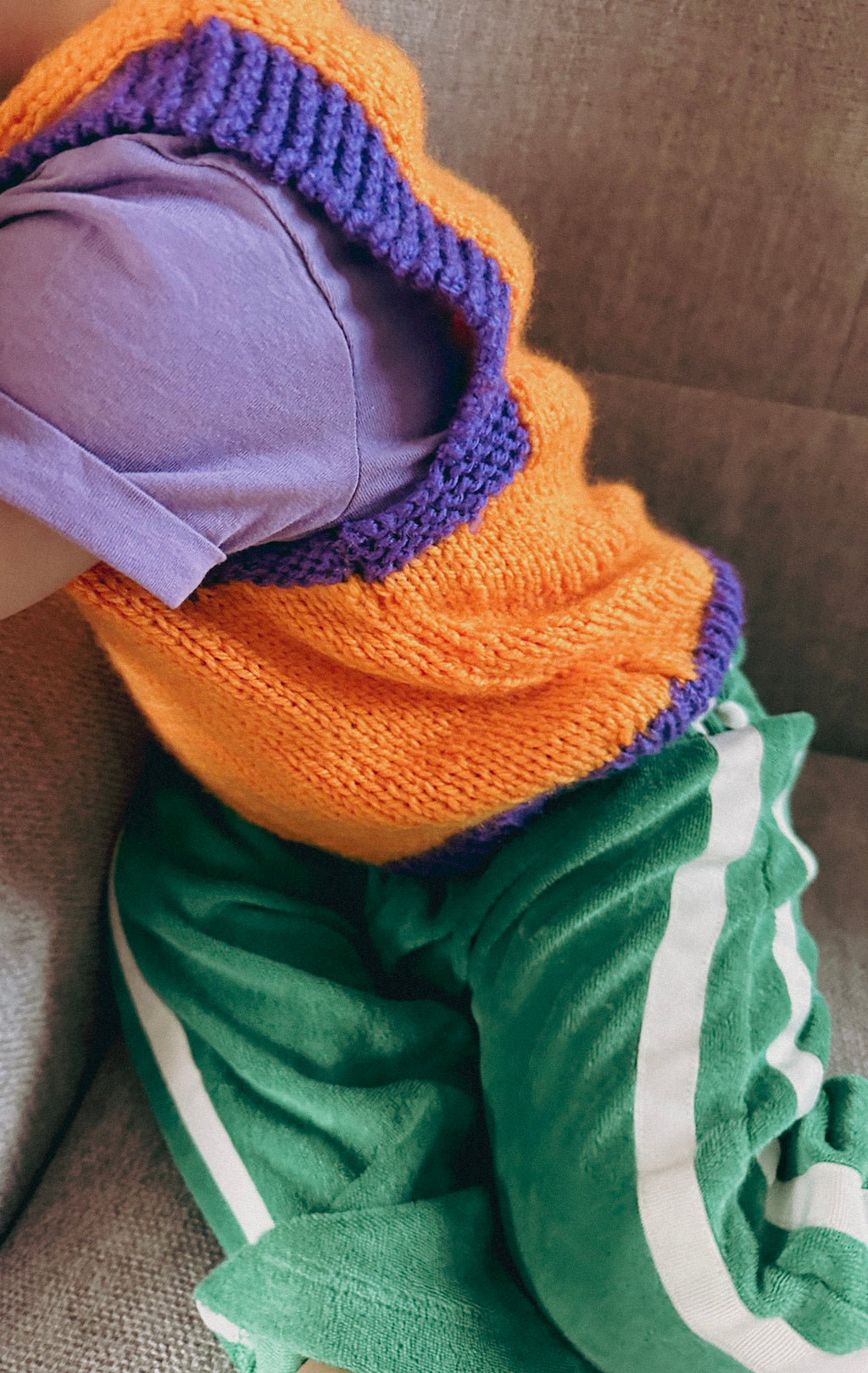 Ashton — Orange & Purple Rib Vest | Handknit Kids Knitwear