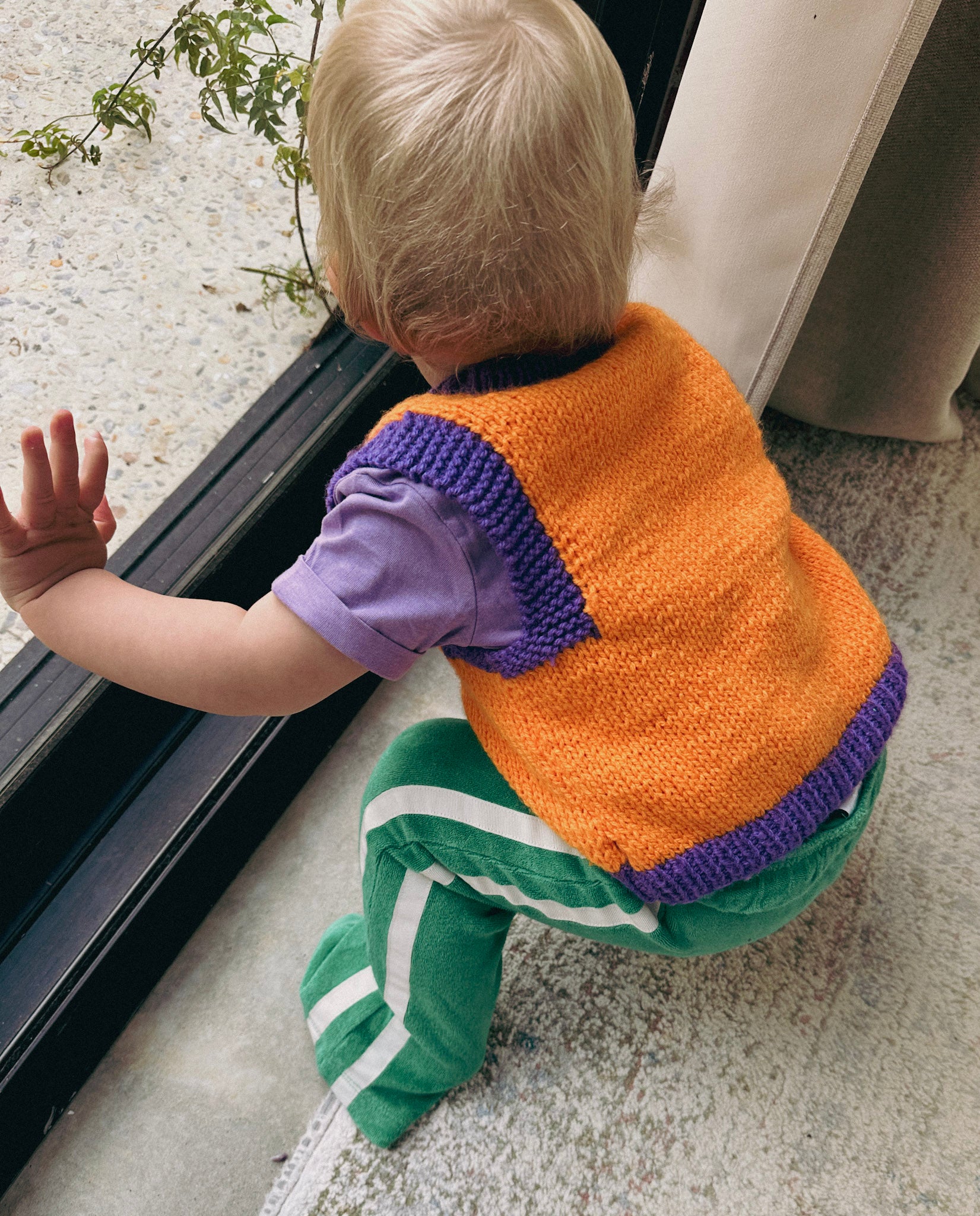 Ashton — Orange & Purple Rib Vest | Handknit Kids Knitwear