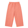 Pink and red checkered pants on a white background