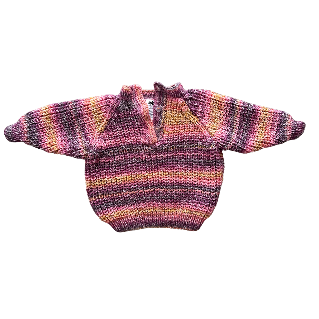 Maddie 2 — Sunset Ribbed Button-Collar Oversized Jumper | Handknit Kids Knitwear
