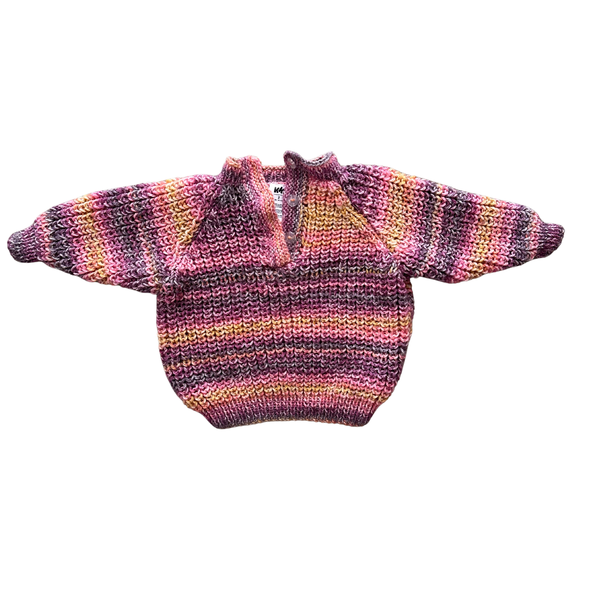 Maddie 2 — Sunset Ribbed Button-Collar Oversized Jumper | Handknit Kids Knitwear