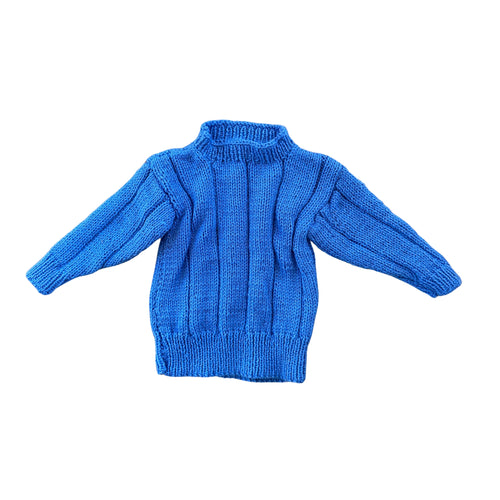 Blue knitted sweater on a white background