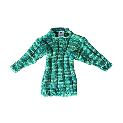 Green striped sweater on a white background
