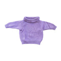Purple knitted sweater on a white background