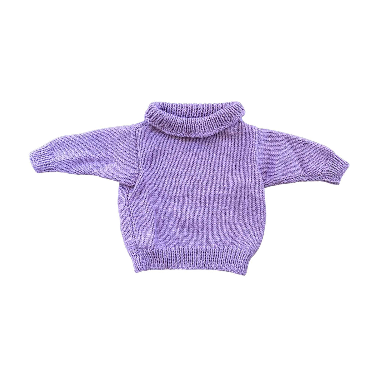 Purple knitted sweater on a white background