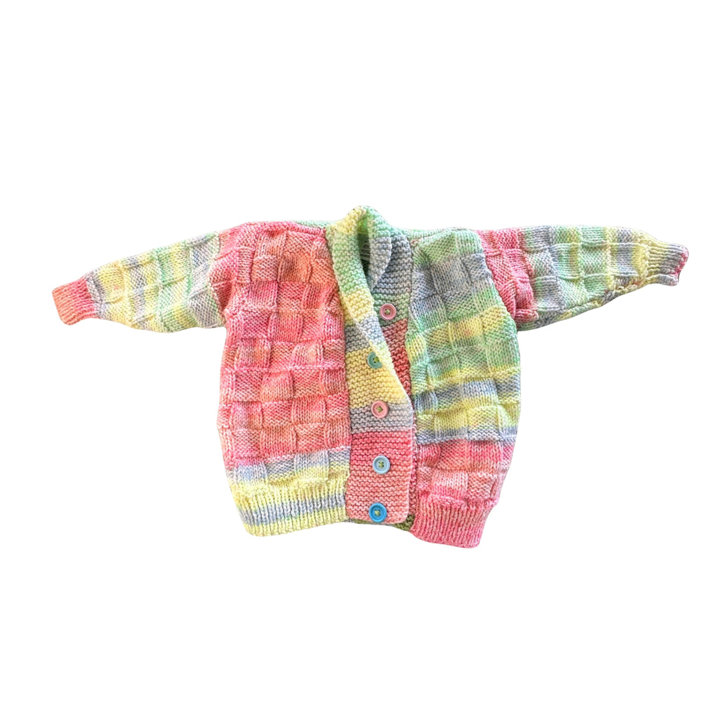 Colorful knitted cardigan on a white background
