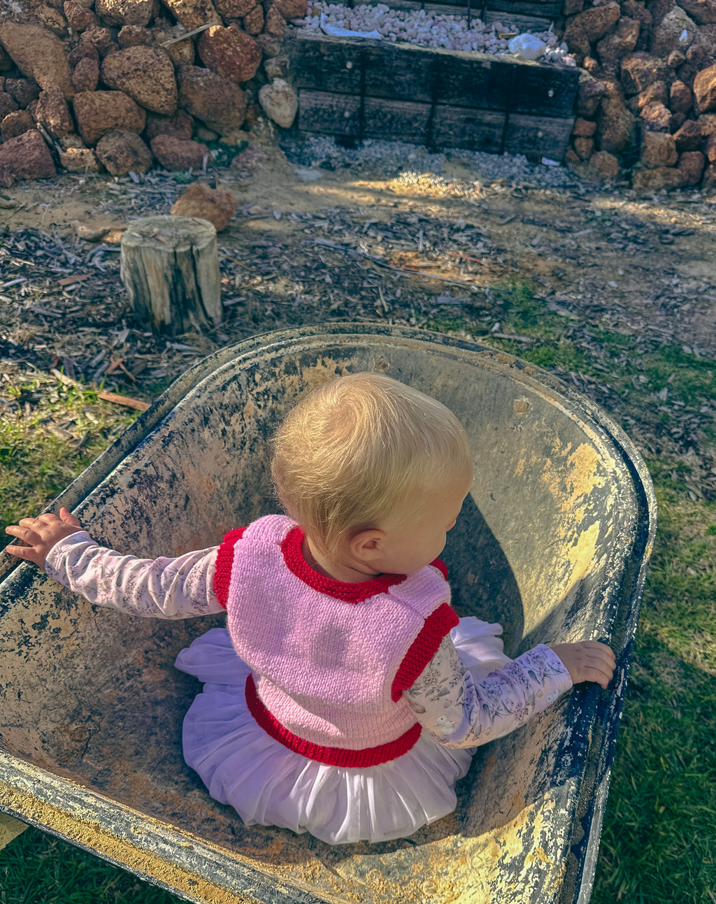 Khaya — "Home" Red V-Neck Vest | Handknit Kids Knitwear