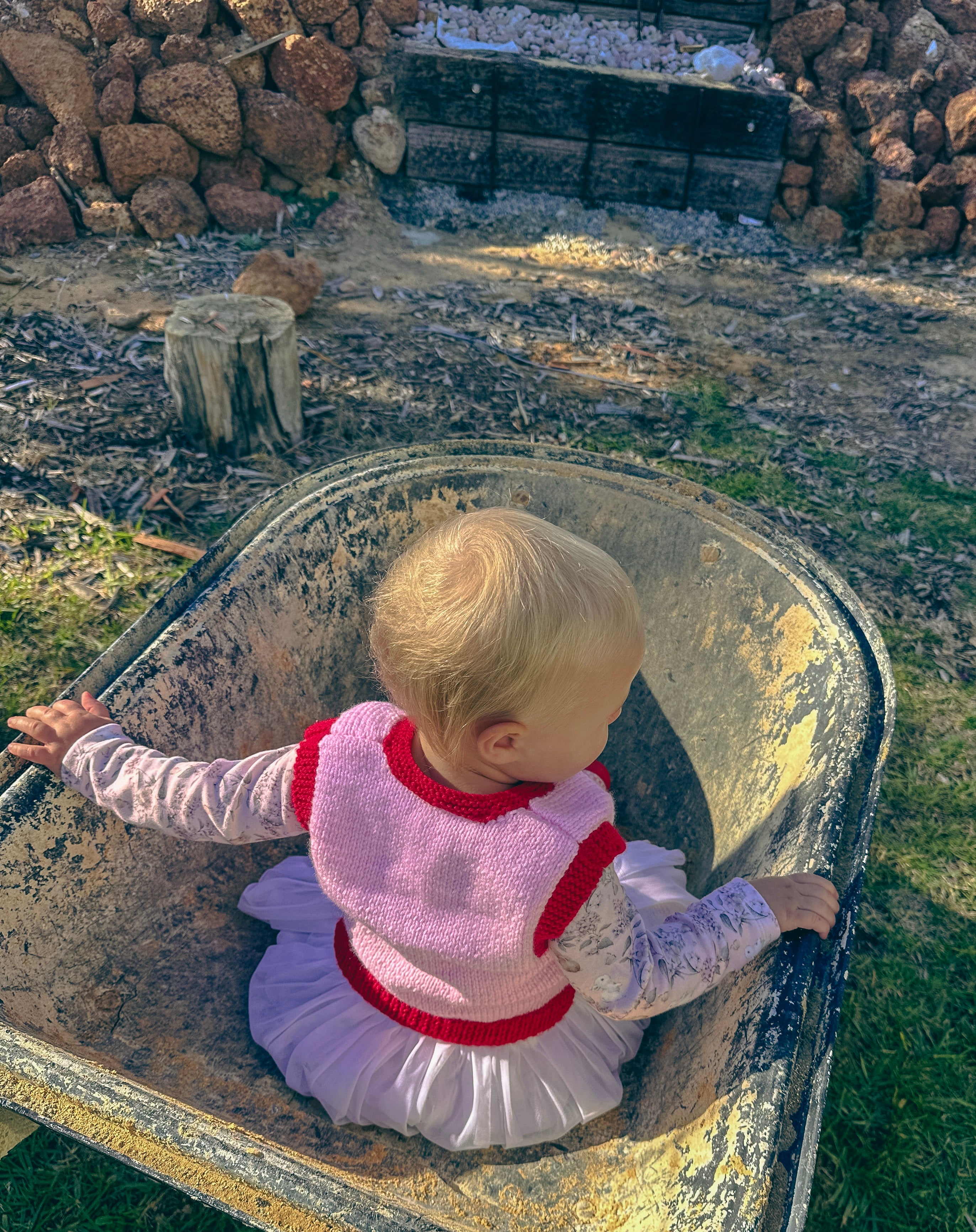 Khaya — "Home" Red V-Neck Vest | Handknit Kids Knitwear
